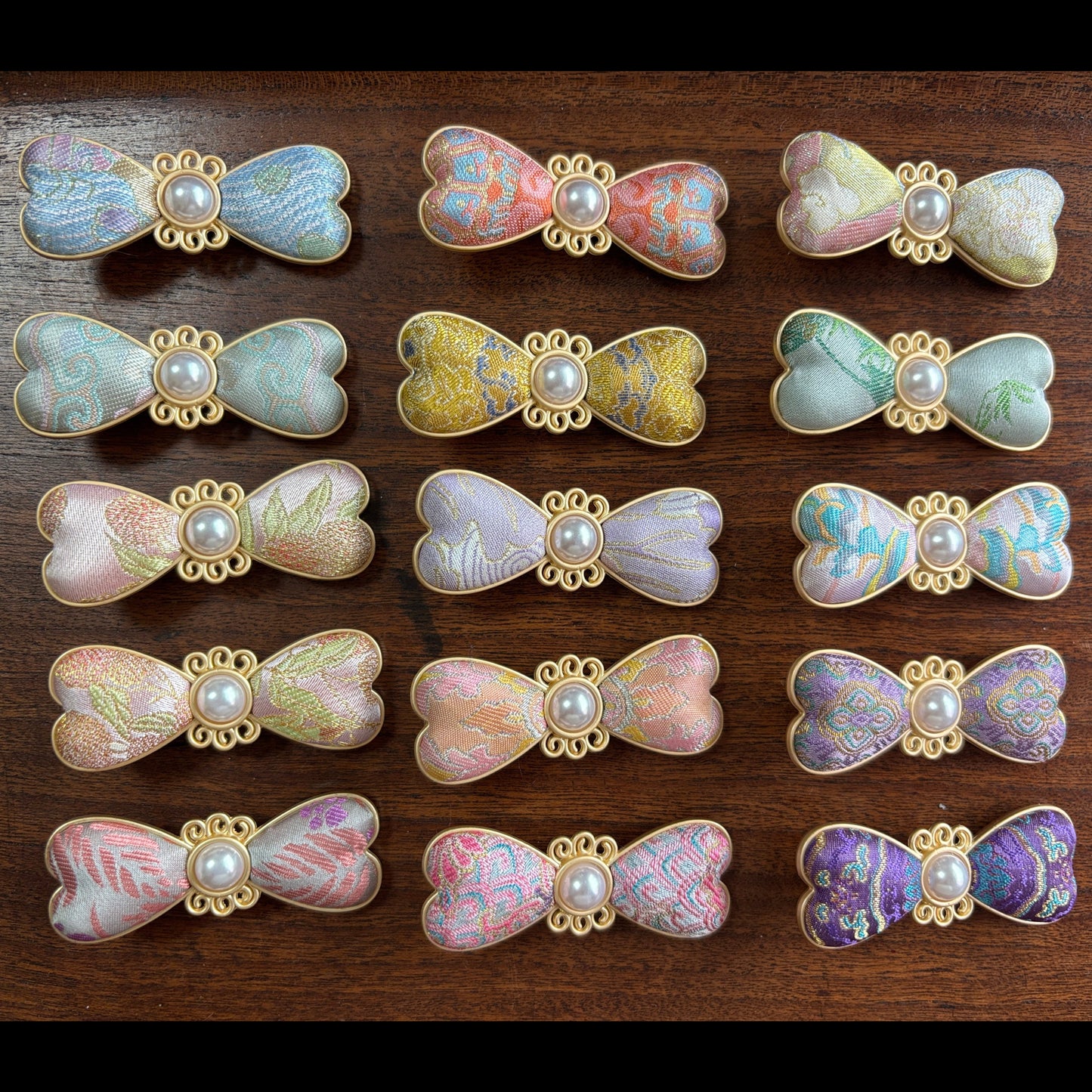 JOFAE Kyoto handmade brocade pearl butterfly hair clip with elegant design and intricate details for a graceful hairstyle accessory.