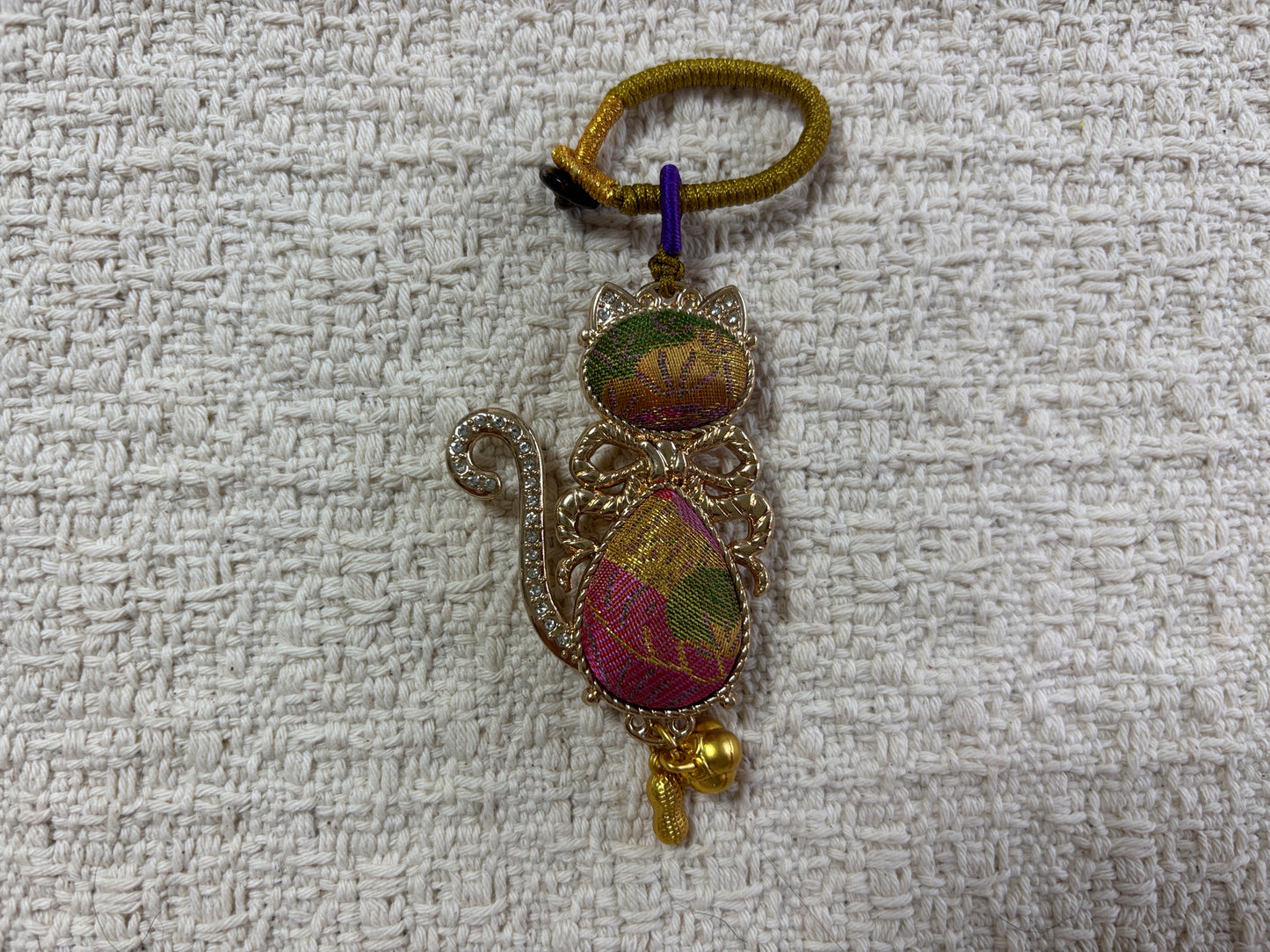 JOFAE Handmade Aristocat Charm – Kyoto Vintage Brocade Cat Bag Accessory | Elegant Japanese Artisan Keychain