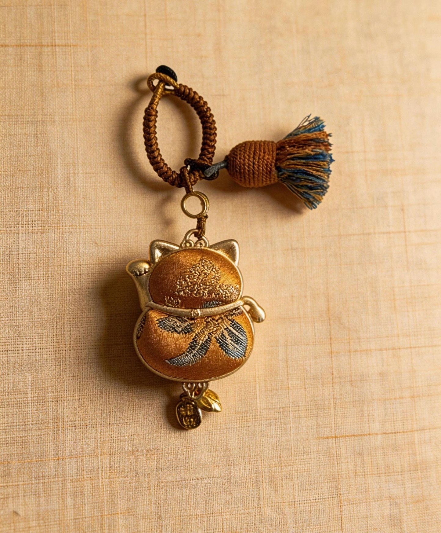 Maneki Neko Lucky Charm (Yellow) – Kyoto Inspired Handmade Amulet – Symbol of Wealth, Success and Abundance – Artisan Kyoto Craft