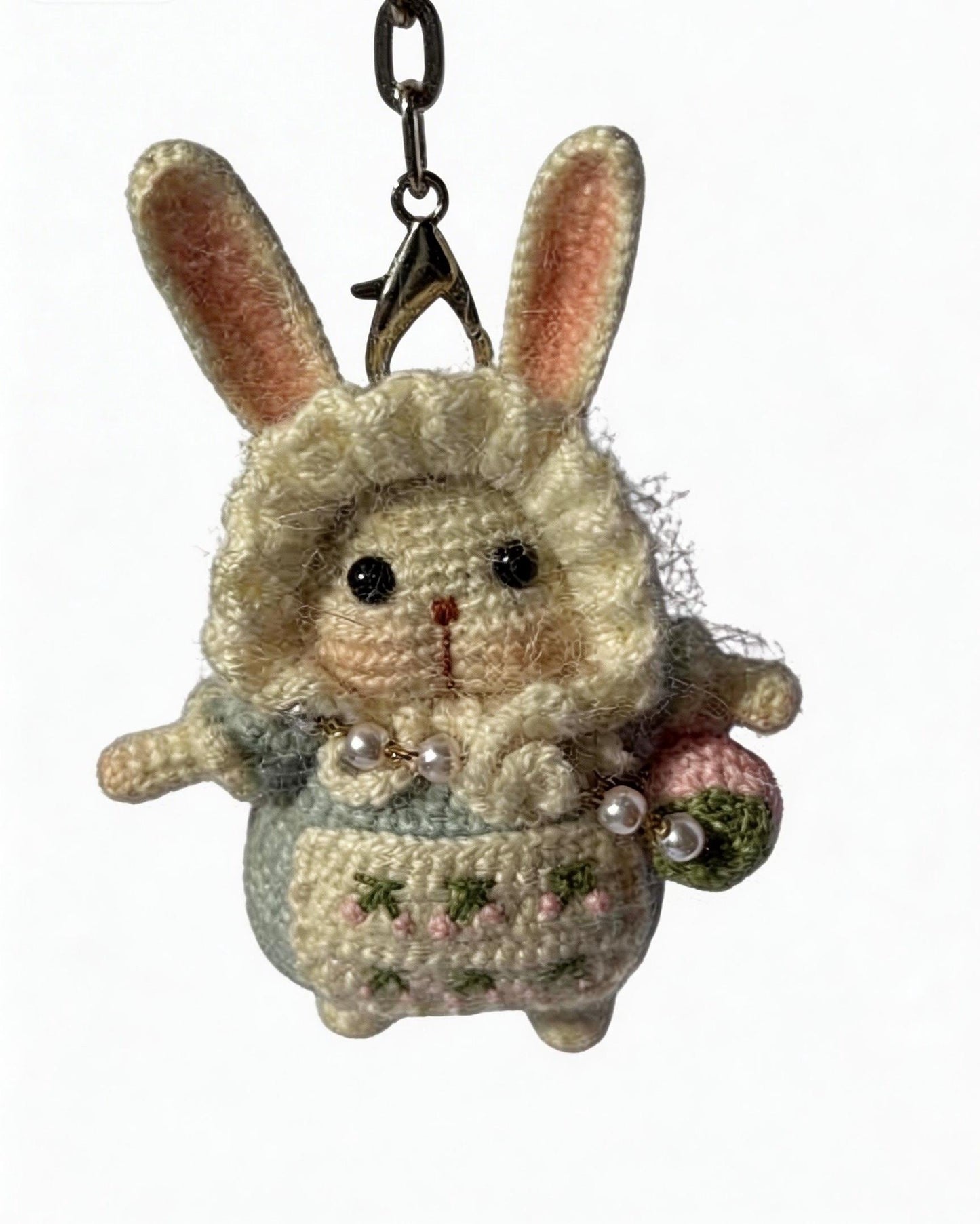 Moon Rabbit Lucky Charm – Kyoto Inspired Handmade Amigurumi – Symbol of Peace, Protection and Gentle Luck – One of a Kind Artisan Crochet Piece