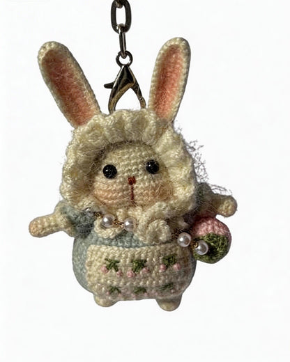 Moon Rabbit Lucky Charm – Kyoto Inspired Handmade Amigurumi – Symbol of Peace, Protection and Gentle Luck – One of a Kind Artisan Crochet Piece