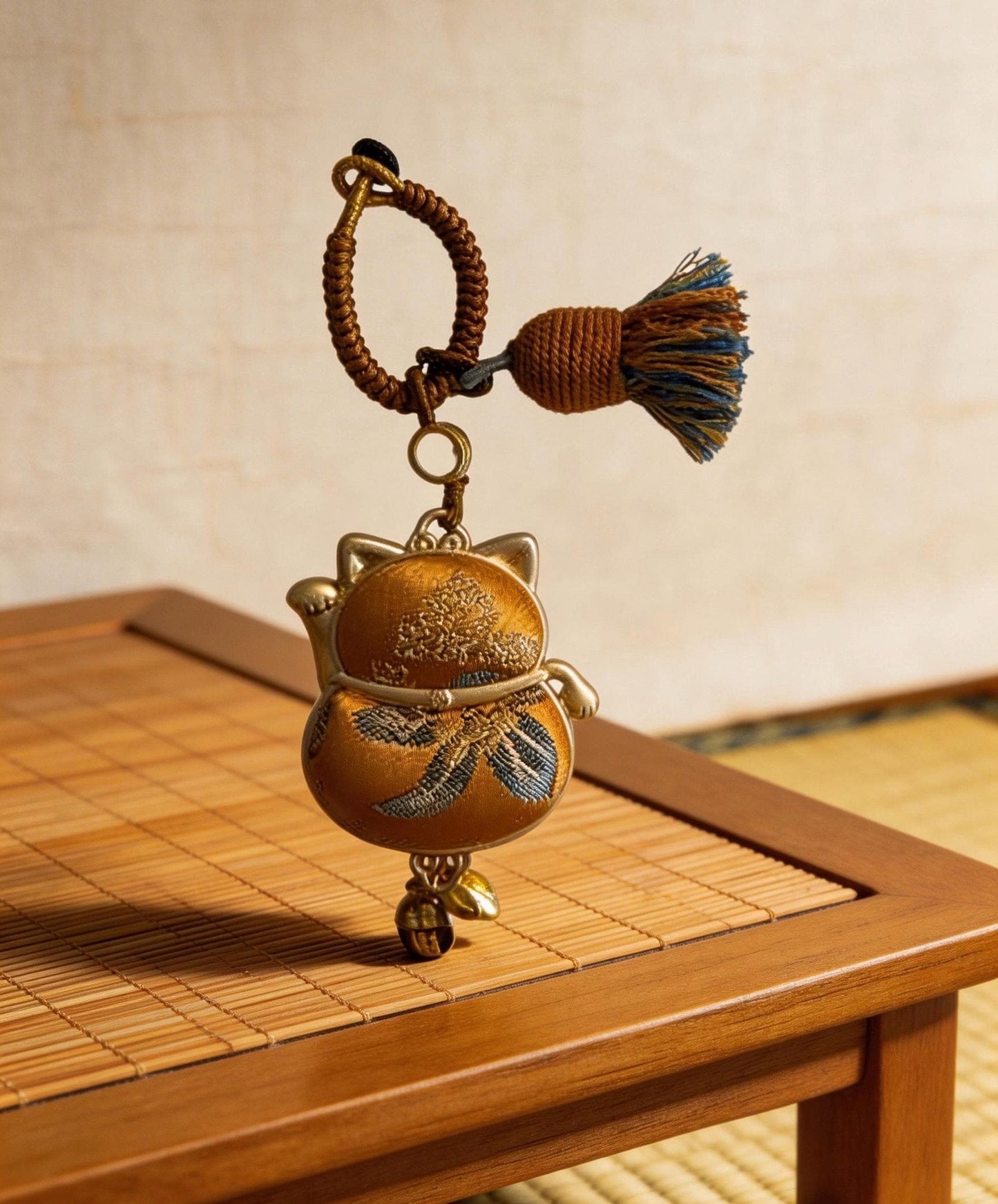 Maneki Neko Lucky Charm (Yellow) – Kyoto Inspired Handmade Amulet – Symbol of Wealth, Success and Abundance – Artisan Kyoto Craft