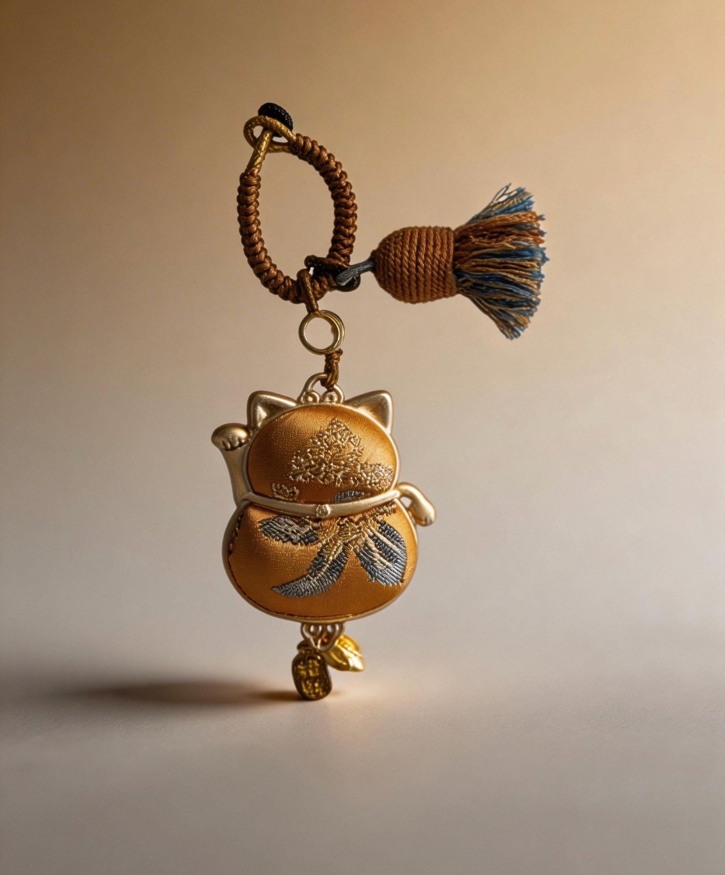 Maneki Neko Lucky Charm (Yellow) – Kyoto Inspired Handmade Amulet – Symbol of Wealth, Success and Abundance – Artisan Kyoto Craft