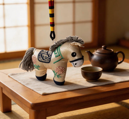 開運馬お守り（青） – 京都着想の手作りお守り – 旅行安全・道中安全・旅のお守り – 日本の伝統工芸