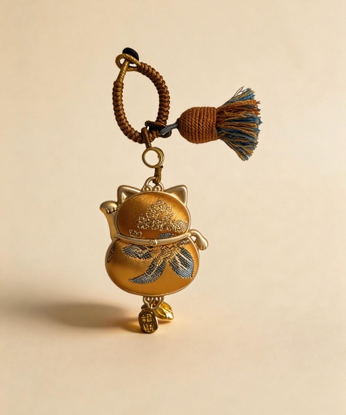 Maneki Neko Lucky Charm (Yellow) – Kyoto Inspired Handmade Amulet – Symbol of Wealth, Success and Abundance – Artisan Kyoto Craft