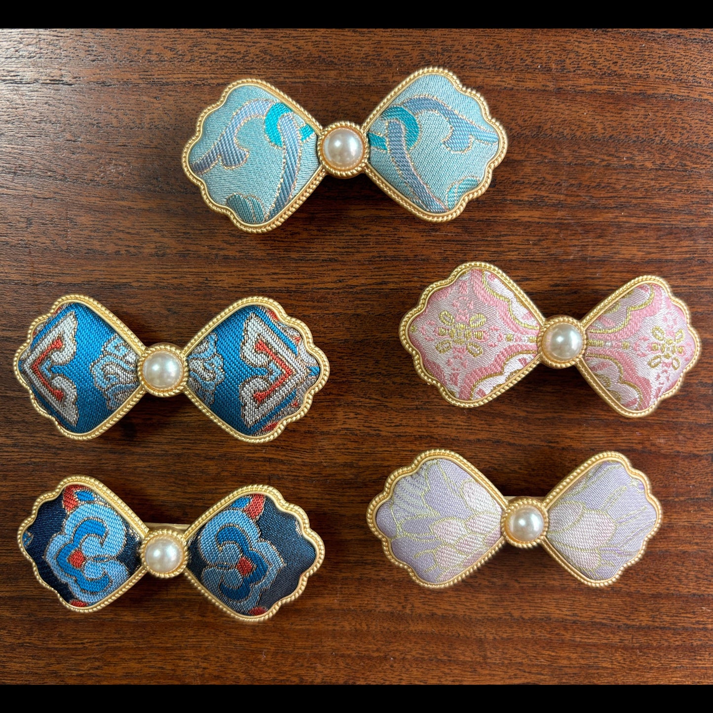 JOFAE Kyoto Handmade Brocade Bow Spring Hair Clip with elegant design and secure hold, perfect for stylish hair accessories.