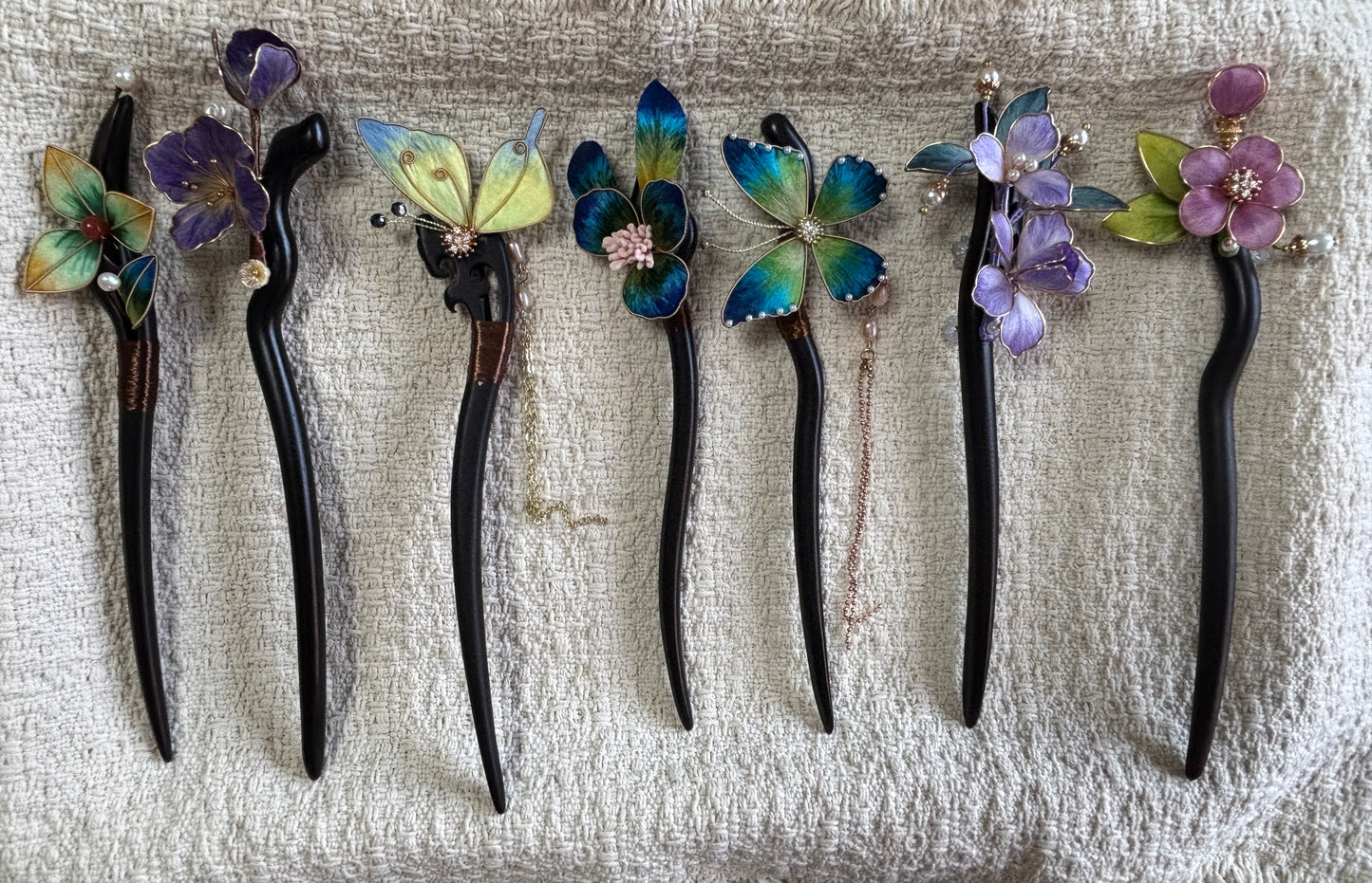 JOFAE Handmade Floral Wooden Hair Stick | Elegant Japanese Kanzashi