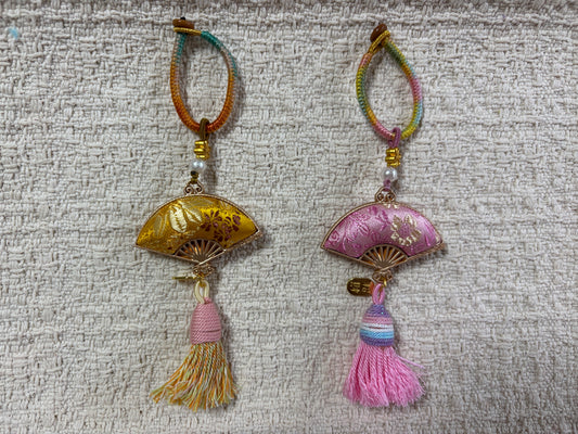 JOFAE Handmade Folding Fan Charm – Kyoto Elegance & Harmony Tassel Keychain