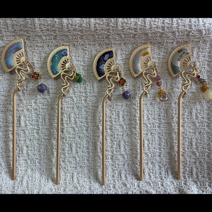 JOFAE Kyoto handmade folding fan hair stick featuring traditional design, symbolizing prosperity and grace, with intricate detailing.