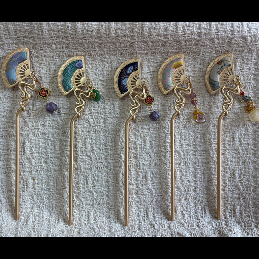 JOFAE Kyoto handmade folding fan hair stick featuring traditional design, symbolizing prosperity and grace, with intricate detailing.