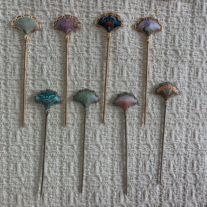 JOFAE Kyoto handmade mini fan hair pin with colorful floral design, perfect as a small, charming gift accessory.