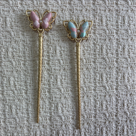 JOFAE Kyoto Pearl Butterfly Hair Stick with elegant brocade design inspired by oriental butterfly symbolism