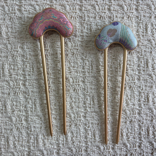 JOFAE Kyoto Ruyi Cloud Hair Fork with traditional brocade design inspired by auspicious cloud symbolism, ideal for elegant hair styling.