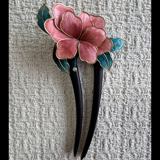 JOFAE Kyoto peony flower hair fork, an elegant floral hair pin inspired by Kyoto gardens, featuring intricate peony design.