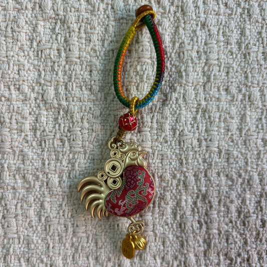 JOFAE Handmade Rooster Zodiac Charm – Kyoto Success & Confidence Lucky Talisman | Chinese Zodiac Brocade Bag Charm