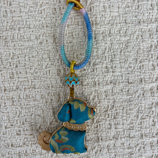 JOFAE Handmade Dog Zodiac Charm – Kyoto Loyalty & Guardian Protection Keychain | Japanese Brocade Charm