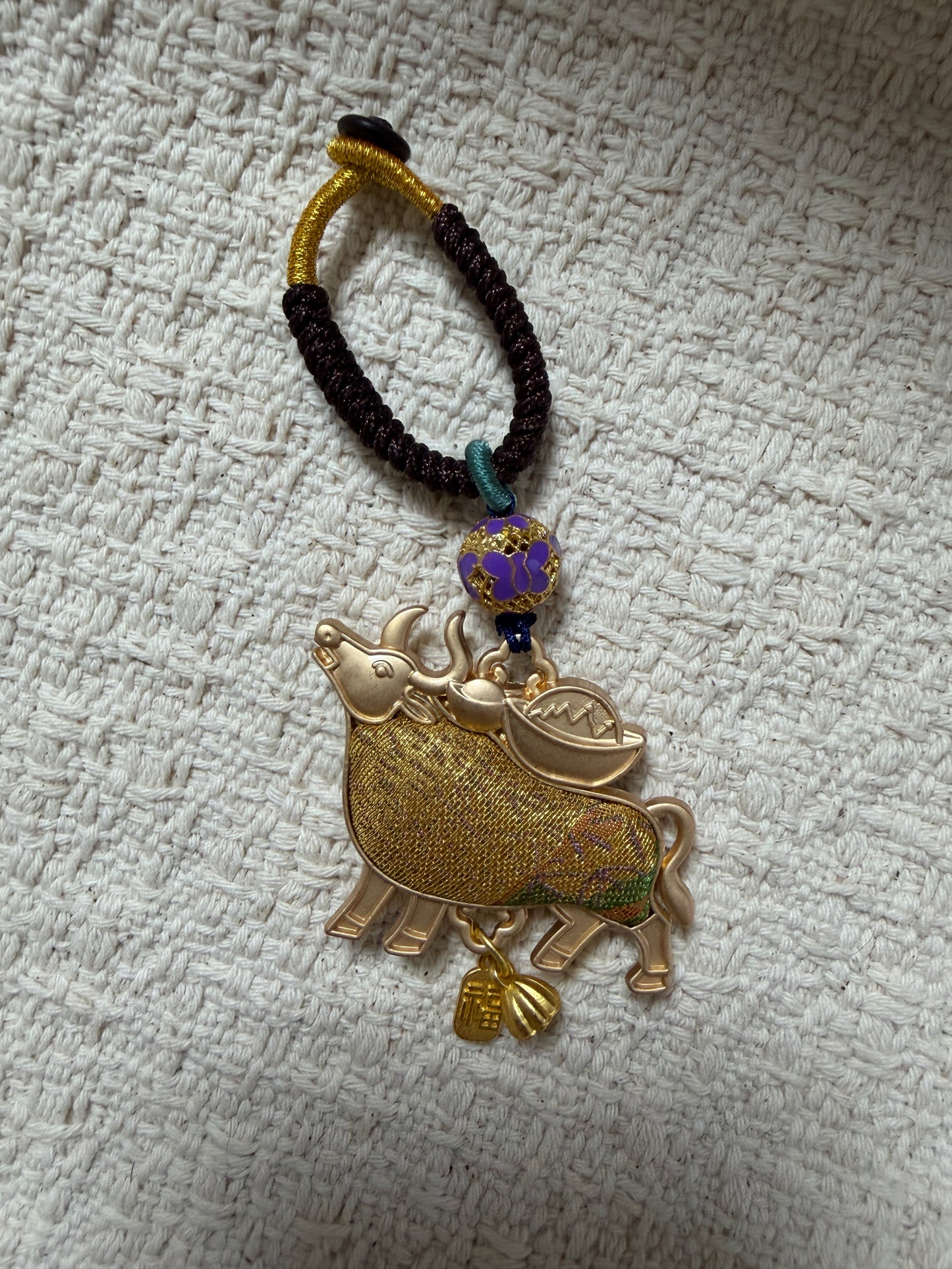 JOFAE Handmade Ox Zodiac Bag Charm – Kyoto Protection Talisman for Strength, Stability & Prosperity | Chinese Zodiac Keychain