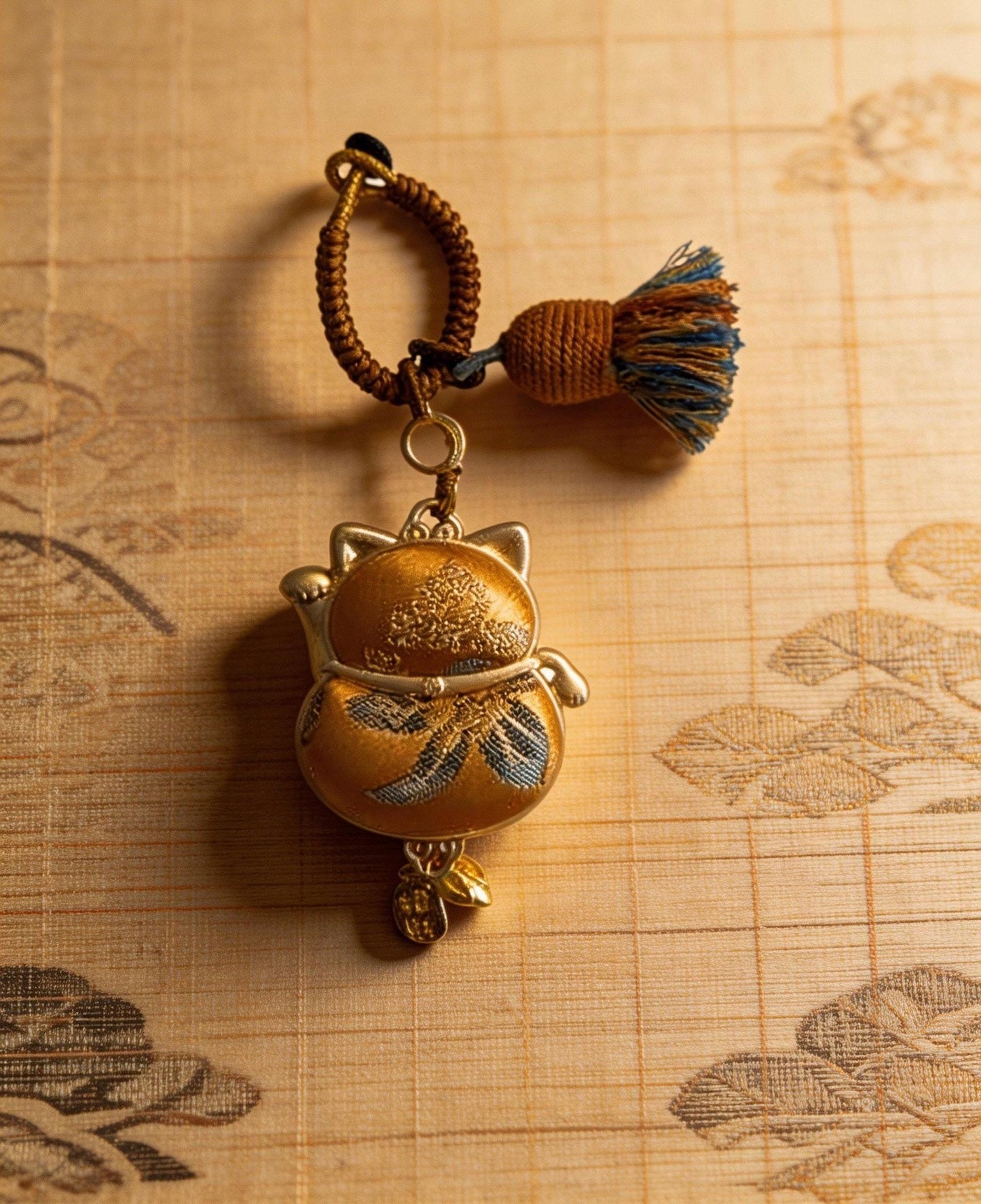 Maneki Neko Lucky Charm (Yellow) – Kyoto Inspired Handmade Amulet – Symbol of Wealth, Success and Abundance – Artisan Kyoto Craft